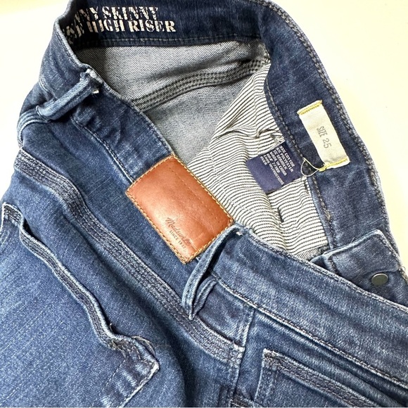 Madewell Skinny Skinny Ankle High Rise Raw Hem Dark Wash Denim Jeans Sz 25 - Picture 3 of 5